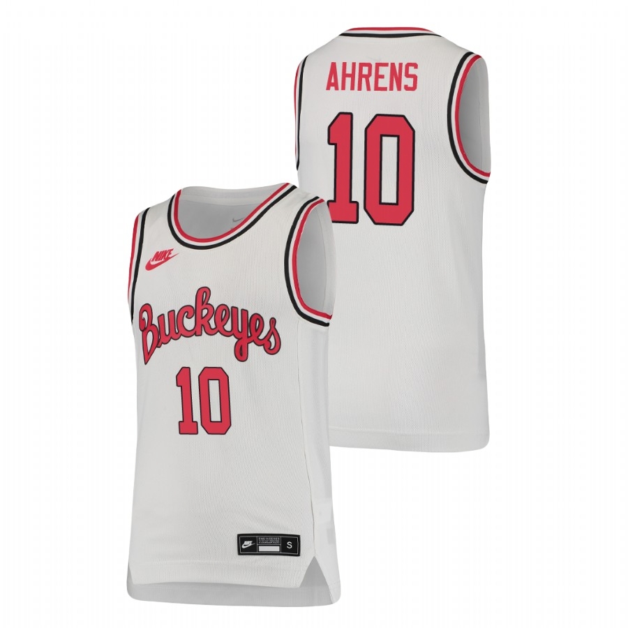 Ohio State Buckeyes Youth NCAA Justin Ahrens #10 White Throwback College Basketball Jersey ULS6349ZS